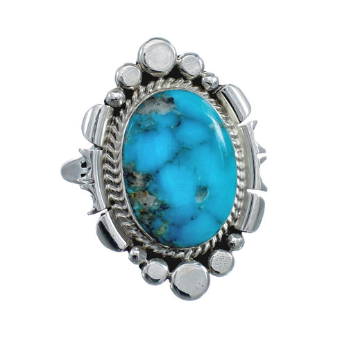 Native American Sterling Silver Turquoise Hand Crafted Ring Size 9-3/4 AX128540